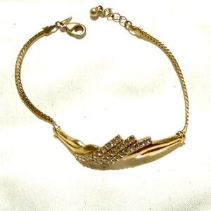 926 Stamped Gold Bracelet with Crystal Accents